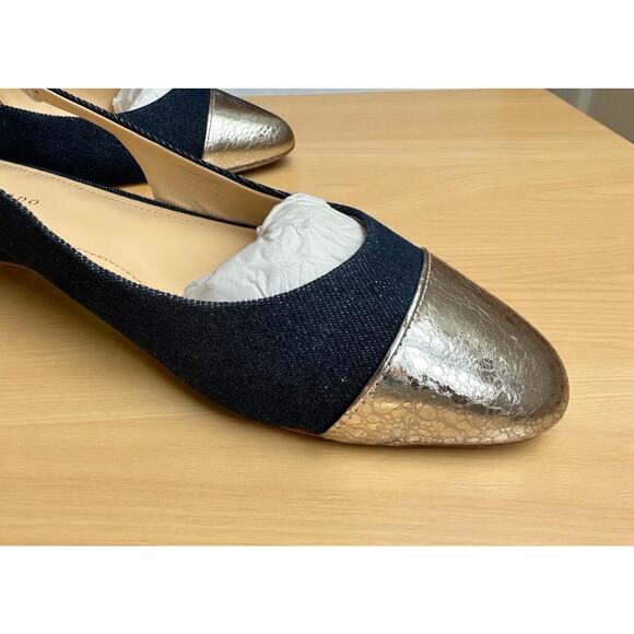 Dee Ocleppo Womens Mumbai Sz. 8.5 Blue Silver Toe Leather Ballet Flats Shoes NIB - Picture 8 of 8